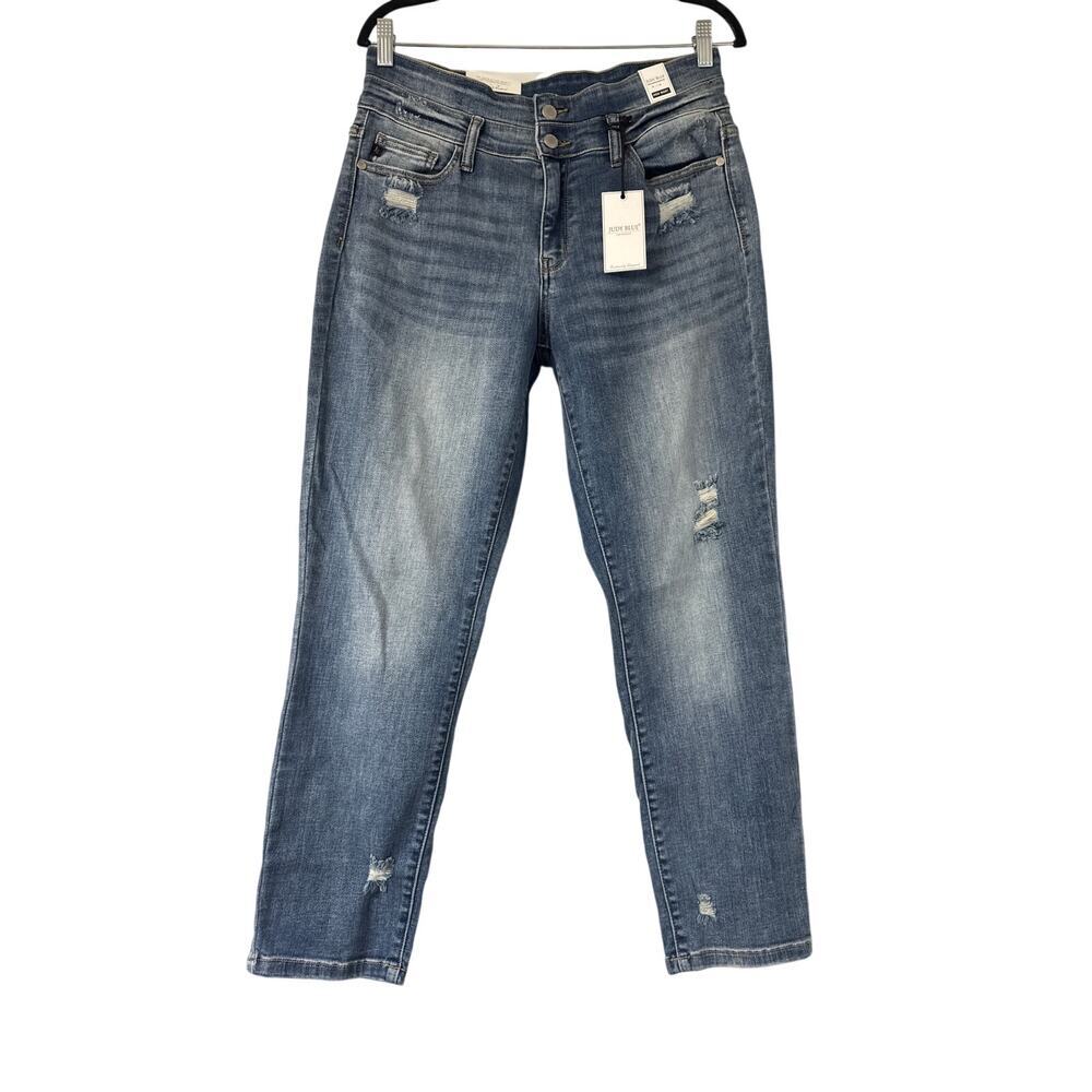 Judy Blue NWT High Waist Double Button Relaxed Fit Jeans Size 13/31 Medium Wash